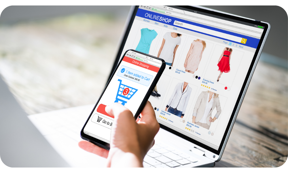 Persona creando su tienda en un dispositivo